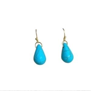 🌹 20 for $20 Turquoise tear drop gold earrings manganese stone